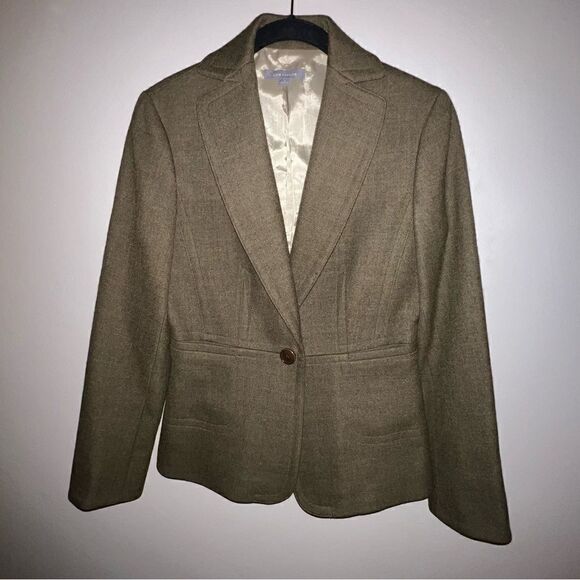 Ann Taylor Olive Green Wool Blazer - Sz 2 - Picture 2 of 16